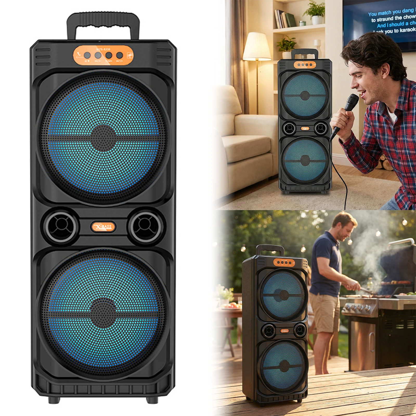 

16W Outdoor Portable Wireless Speaker Heavy Bass Sound Column Big Power Stereo Speaker with Remote Control for Outdoor Party