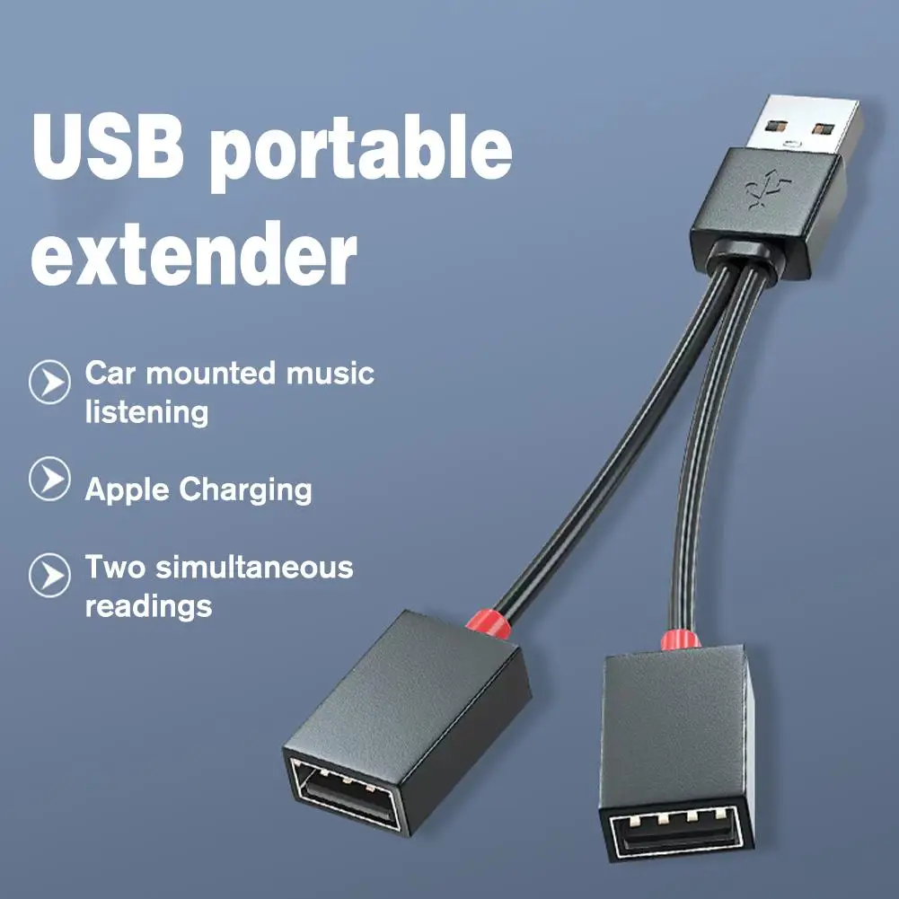 1 In 2 Out USB HUB Car USB Splitter Cable Multifunction Adapter Cord Charging Cable For iPhone Android Smart Phone H0F9