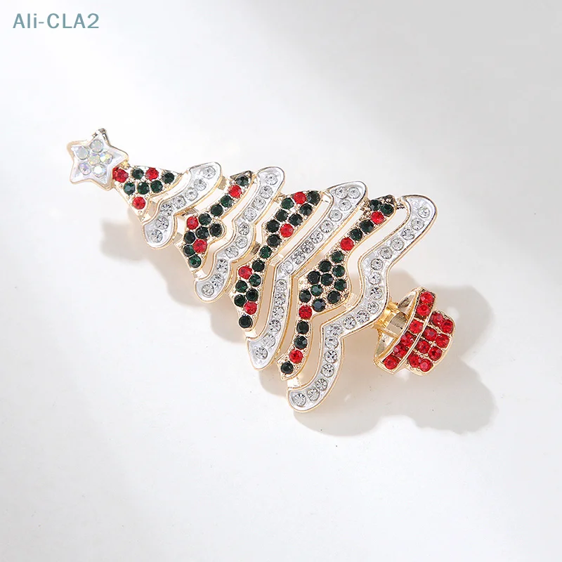 Fashion Rhinestone Christmas Tree Brooch For Women Clothing Coat Jewelry Accessories Gifts