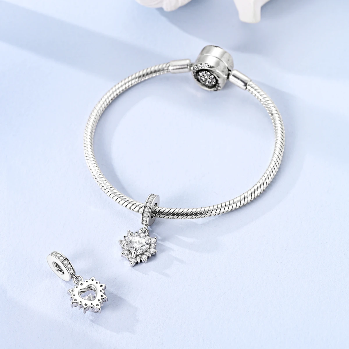 تألق 925 الفضة الاسترليني كامل الماس القلب فراشة سحر لسوار الأصلي تمهيد ندفة الثلج الخرز مجوهرات هدية عيد