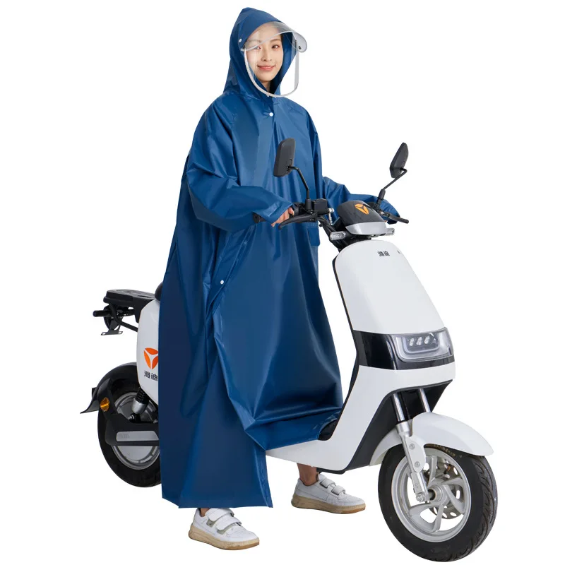 Adult Long EVA Raincoat Motorcycle Poncho Full Body Coverage Heavy Rainproof Electric Vehicle Special External Zipper Raincoat