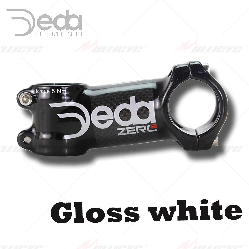 Deda Zero-Bicycle Alloy Stem, Handlebar Part, Bike Part, Gloss White, Matte Black, Road, MTB, 6, 17 Degree