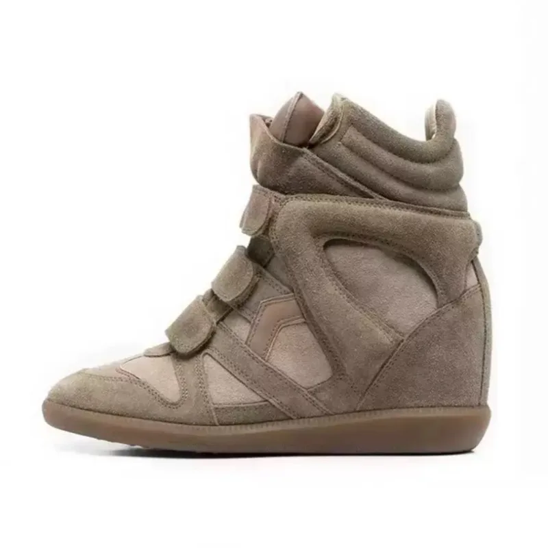 

Fashion High-top Sneakers for Women High Quality Height Increase Women's Shoes Designer Velcro Leather Casual Shoes Botas Mujer
