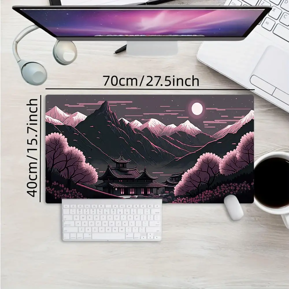 

XXL Large Gaming Mouse Pad with Pavilion and Mountain Landscape Design, Laptop Accessory, Stitched Edges, Suitable for Office