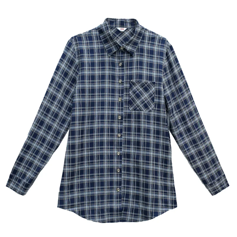 

Women'S Fashion Korean Loose Casual Versatile Long Sleeved Top Female Spring And Autumn New Temperament Checkered Shirt Lady