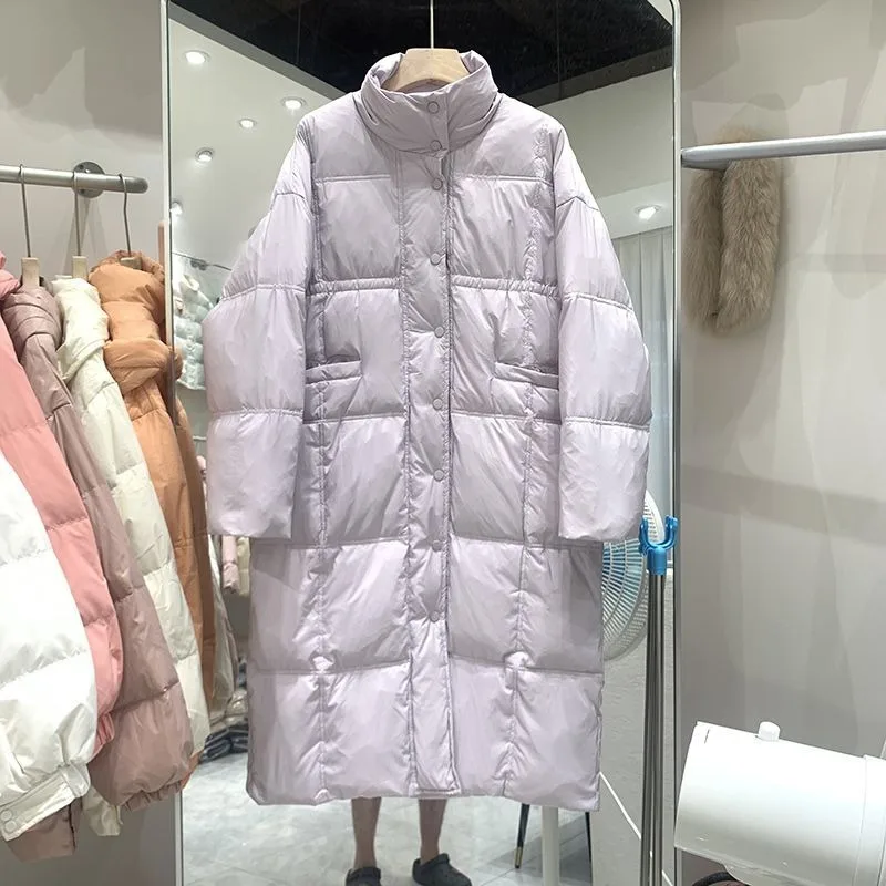 2023 nuove donne piumino cappotto invernale femminile versione di media lunghezza parka piumino d'anatra bianco capispalla allentata colletto alla coreana soprabito