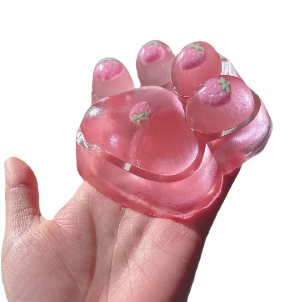 Interesting Ultra-large Cat Paw Squeeze Kneading Slow Rebound Strawberry Cat Paw Fidget 3D TPR Cat Paw Pinch Practical Jokes