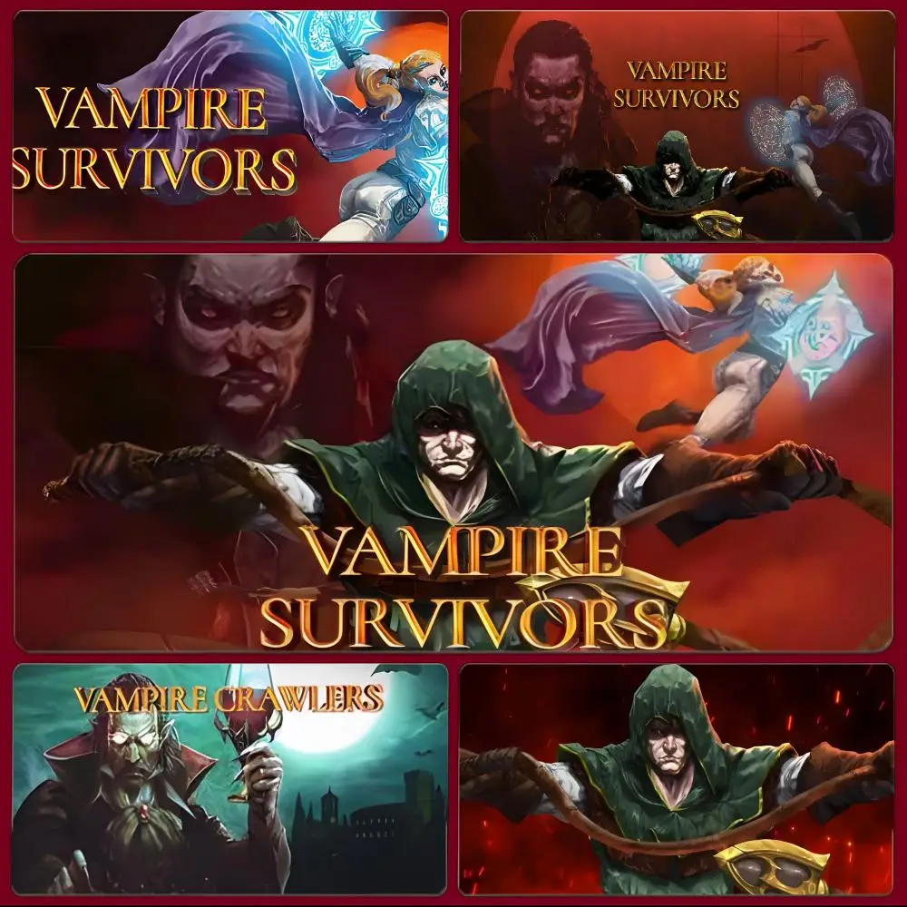 Fun Casual Game V-Vampire Survivors Mouse Pad Large Gaming Mousepad with Stitched Edges Thickened Desk Mat PC