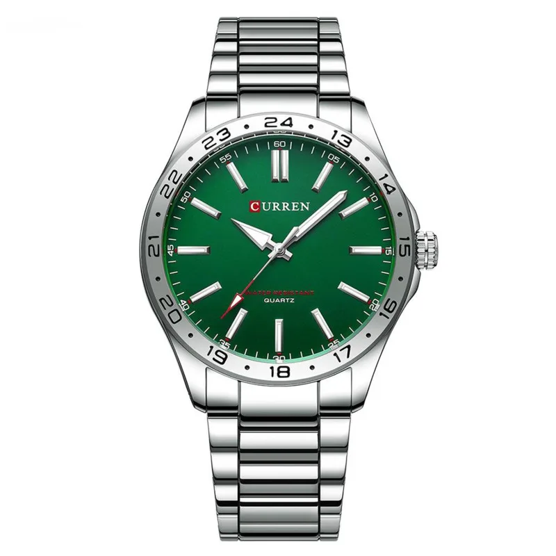 

Quartz Watch For Men Business Fashion Leisure Glow 3bar Waterproof Steel Band Green Watch Men's Watch Reloj Hombre