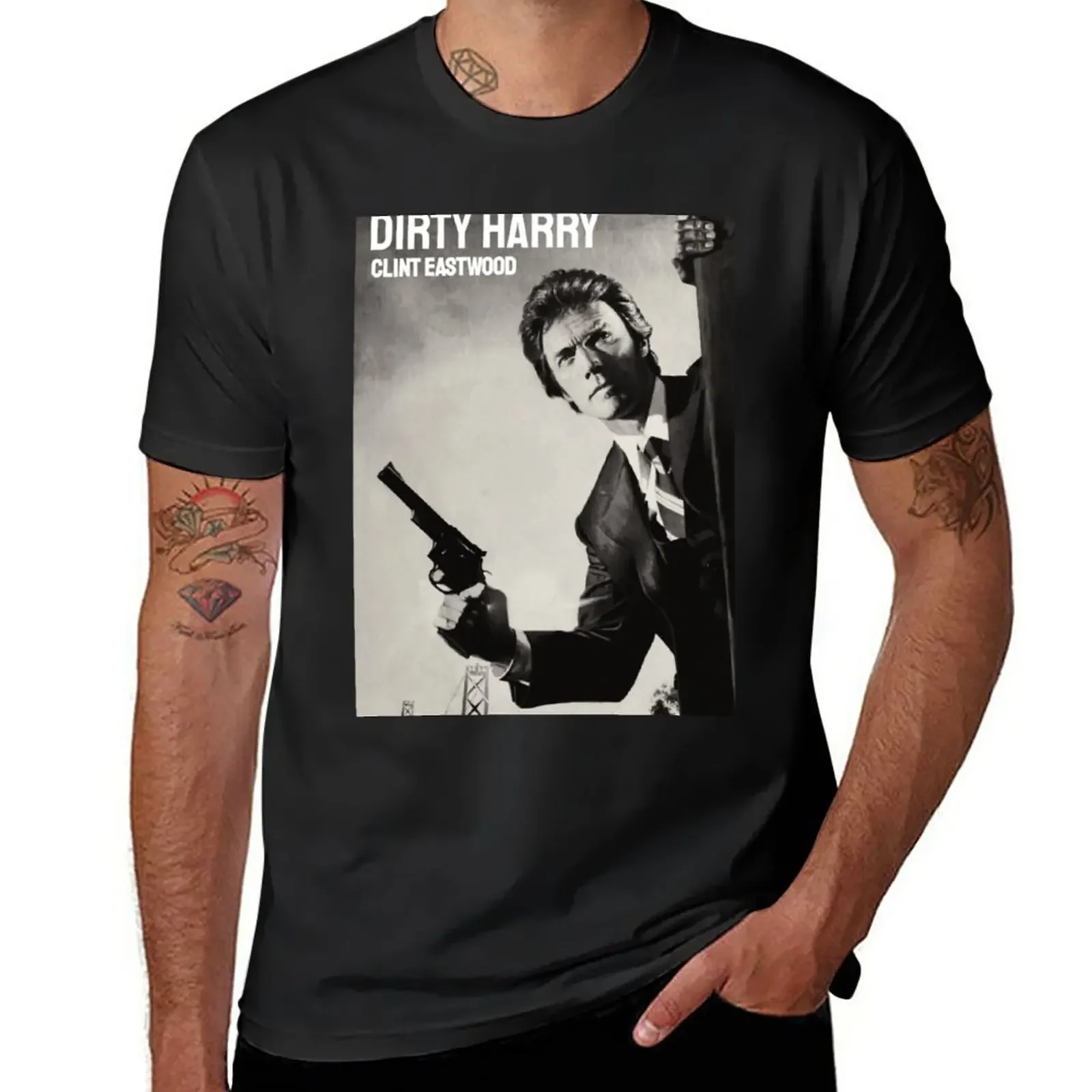 oversizeds kawaii clothes vintage clothes Short sleeve tee men Dirty  Clint Eastwood  clothing  harajuku graphic t shirts