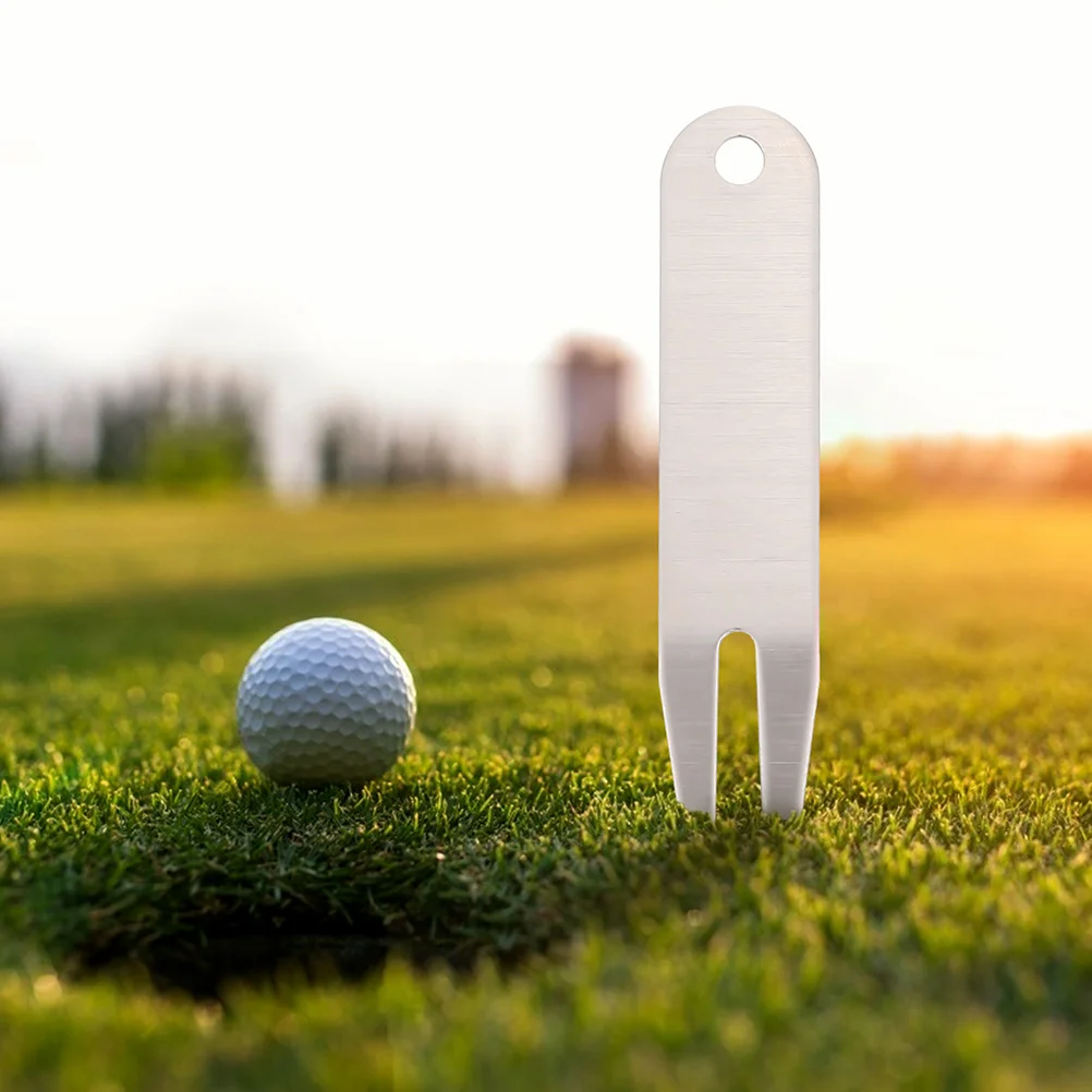 2 قطعة أدوات إصلاح Divot Divot شوكة الفولاذ المقاوم للصدأ المحمولة لصيانة الحديقة المهنية إكسسوارات الغولف الكرة ماركر #4