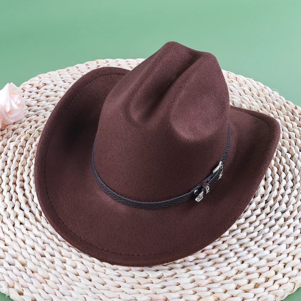 

Kid Cowgirl Hat Trendy Western Hat with Studded Belt Casual Jazz Cap for Boys Girl for Daily Party