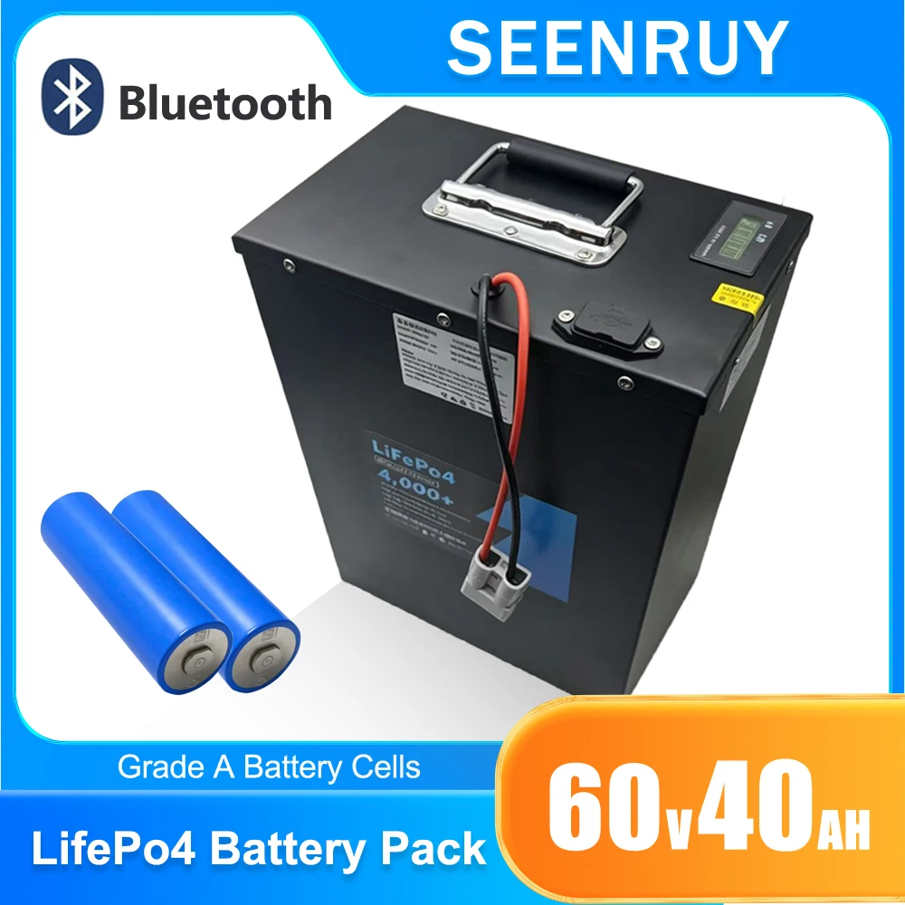

Аккумулятор LifePO4 60В 40Ач с достаточной емкостью, встроенный литиевый аккумулятор BMS 50А для электромотоциклов и электрических трициклов.