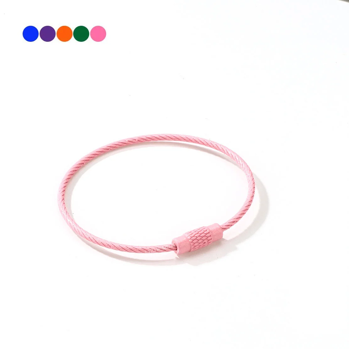 10pcs Colorful Stainless Steel Wire Keychain Cable Loop Set