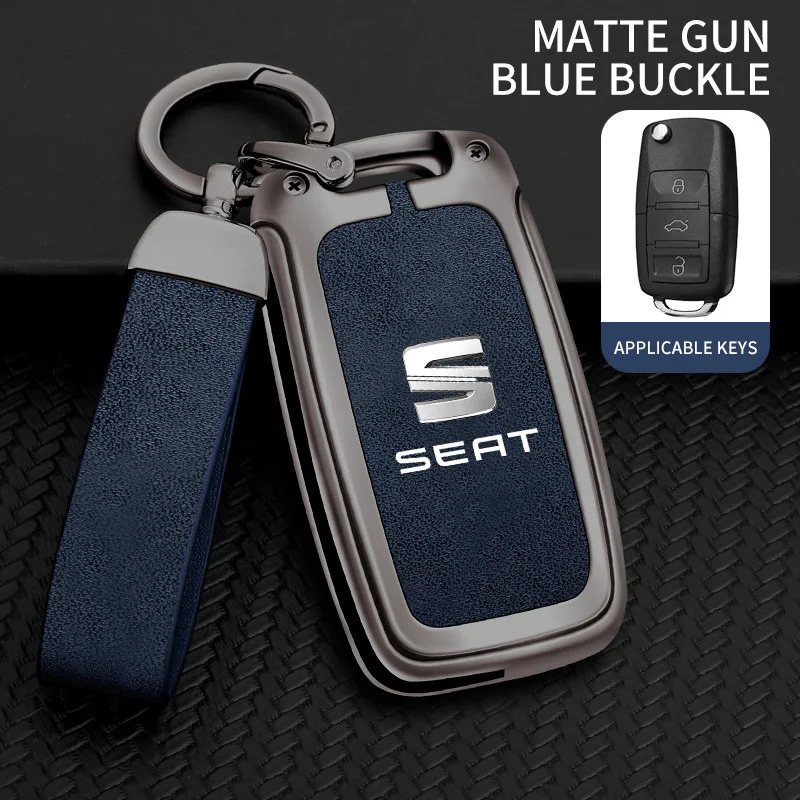 Alloy Leather Car Remote Key Protection Cover Shell For Seat FR Ateca IBIZA Leon Alhambra Arosa Exeo Cordobe Mii Tarraco Toledo