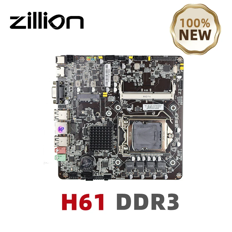 Imagem -01 - Zillion-motherboard Mini Itx Lga 1155 Suporte Ddr3 Intel Core i3 i5 i7 Cpu Pentium Celeron para pc Gamer Gaming H61 Novo