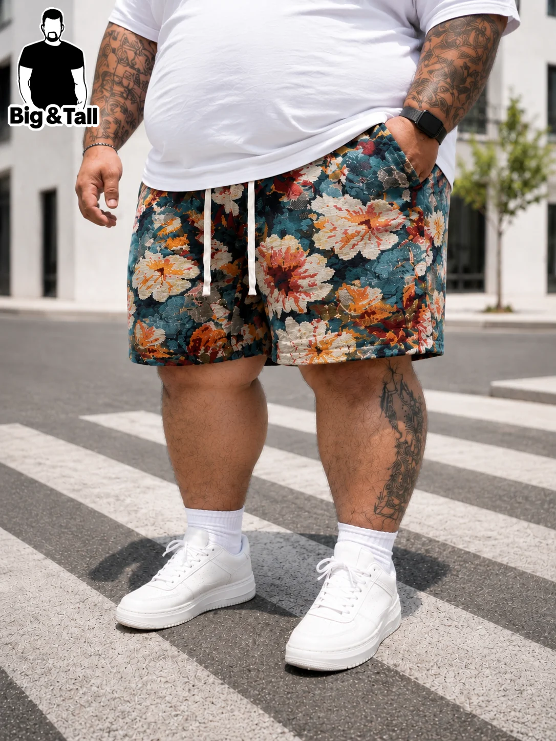 plus Size Men's Floral Camouflage Casual Shorts Summer Beach Wear Outdoor Sports Shorts Hawaiian Style Men's Clothing