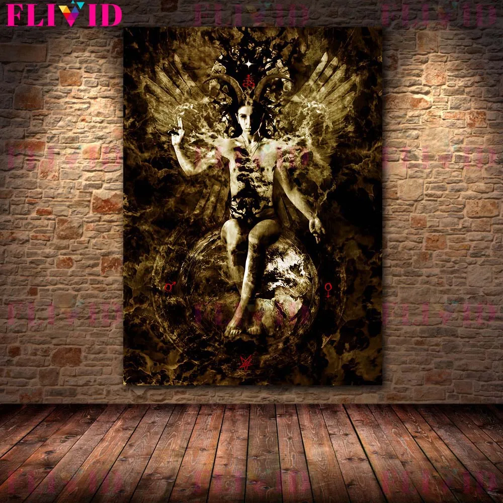 Gothic Pagan Devil Witchcraft Worship Vintage Wall Art Canvas Painting Art Of The Demon Retro Poster And Print Home Decoration