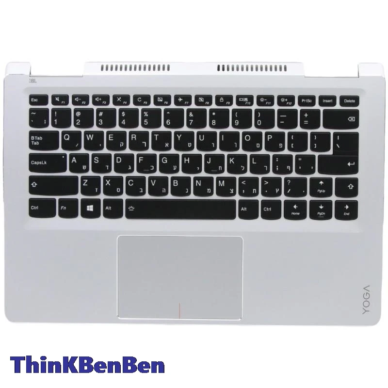 HB Hebrew (IL Israel) Silver Keyboard Upper Case Palmrest Shell Cover For Lenovo Ideapad Yoga710 14 14ISK 14IKB 5CB0L47433