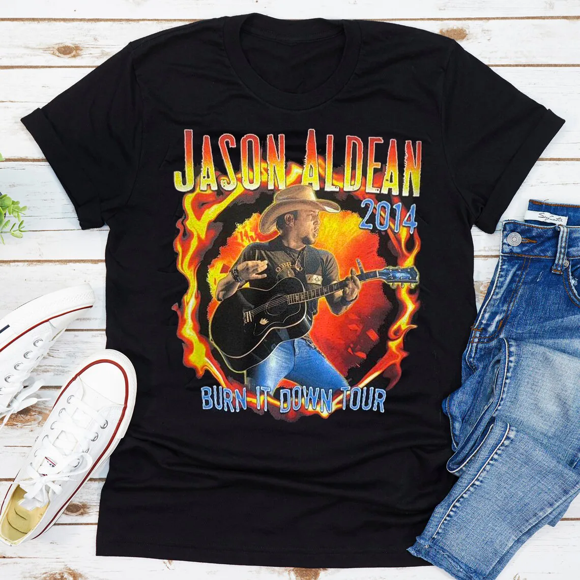 Редкий! Футболка с коротким рукавом Jason Aldean 2014