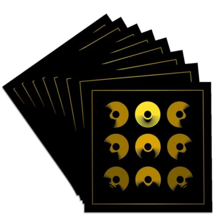 

CST_18138_4 Sun Dial an Art Deco Grid of Differently Lighted Yellow Disks Ceramic Tile Coasters Set of 8