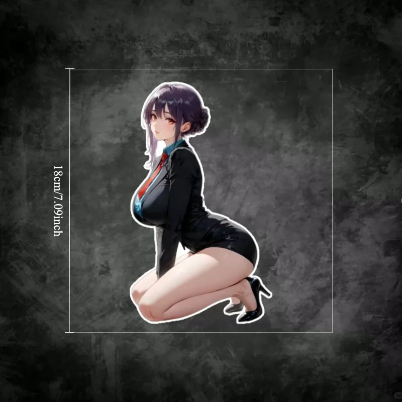 Kneeling Anime Lady Stickers Waterproof Sunproof Decals for Car Moto Window Tank PC Case