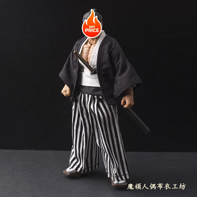 1/12 Scale Striped Pants Suit Set & Scarf Model for 6'' Figure
