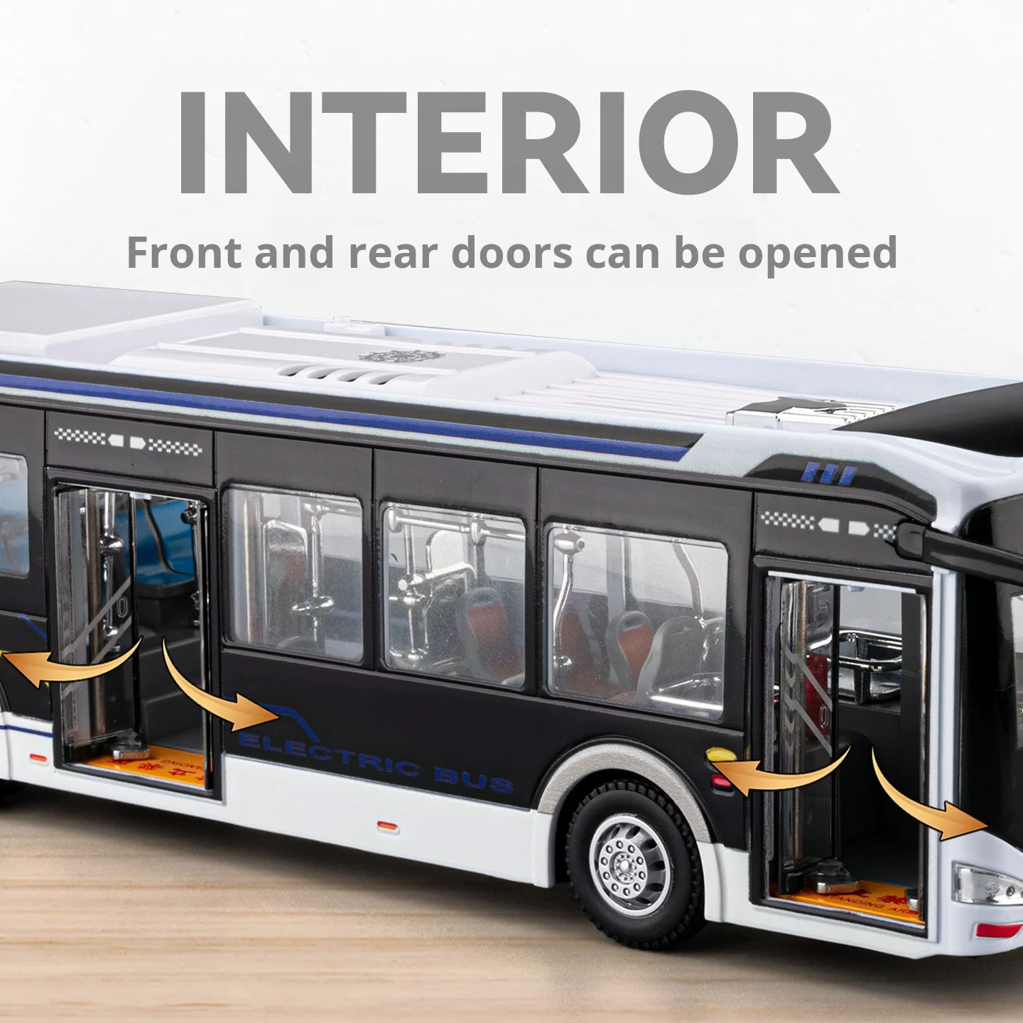Nowy luksusowy autobus na energię alternatywną, model samochodu ze stopu, zabawka samochodowa z dźwiękiem i światłem, samochód na napędzie pull-back dla dzieci, prezent dla chłopców, kolekcjonerskie zabawki.