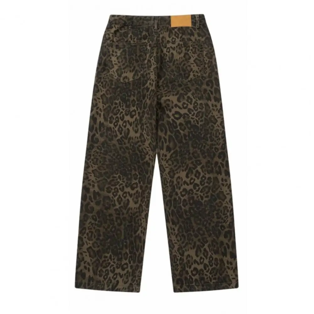 

Leopard Print Jeans Leopard Print Unisex Hop Jeans with Wide Leg Soft Streetwear Style for Young Adults Loose for Fashionable