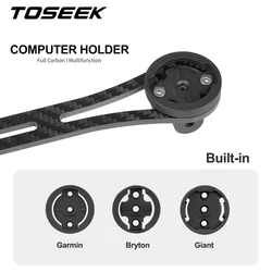 TOSEEK Bicycle Computer Holder Full Carbon Bike Stopwatch Mount Multifunction Cycling Speedometer Mount Holder for Garmin Bryton