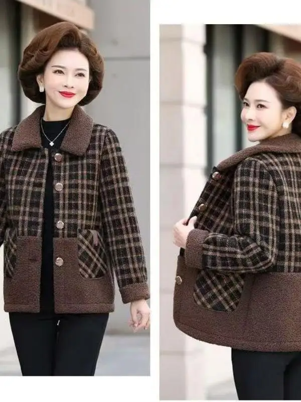 Übergröße Fleece-gefütterter Verdickter Lammfell-Mantel für Damen, Herbst-Winter Neuheit, Warme Schlanke Vielseitige Oberbekleidung