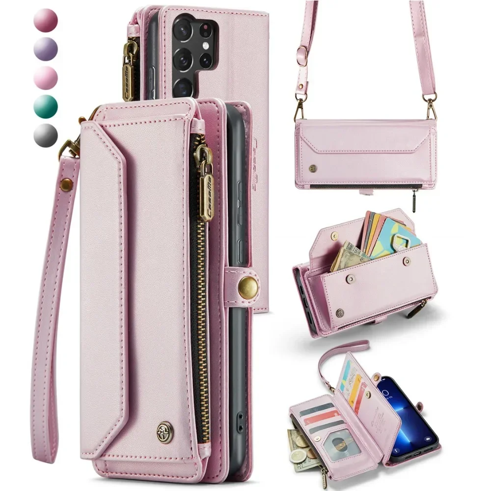 

Crossbody Wallet Case for Samsung Galaxy S25 FE S24 S23 S21 S22 Ultra Plus A54 A53 A52S A52 A34 A33 A25 A23 A22 A1413 5G A24 4G