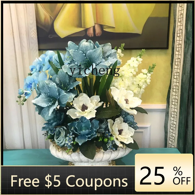 

YFY Vase Artificial Floral Set Fake Flower Decoration Living Room Entrance Corner Large Pot Flower Vintage Large Size