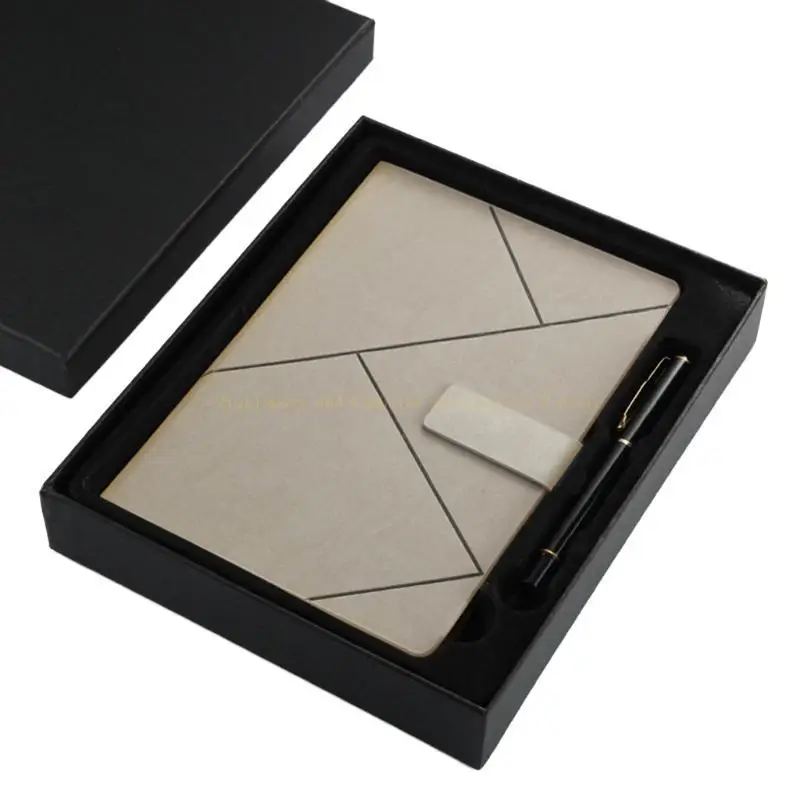 Luxurious Leather Office Journal Notebook Business Daily Planner Notepad Pen Set