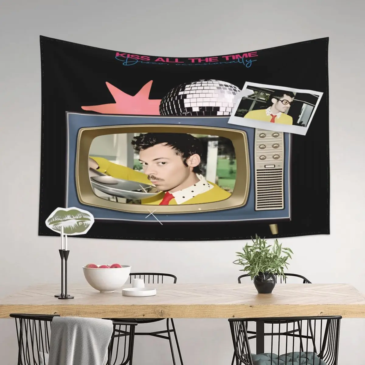 Harrys Styles Kiss All The Time Album Tapestry Fashion Wall Tapestries Hanging Painting Custom Bedroom Dorm Home Decor Blanket