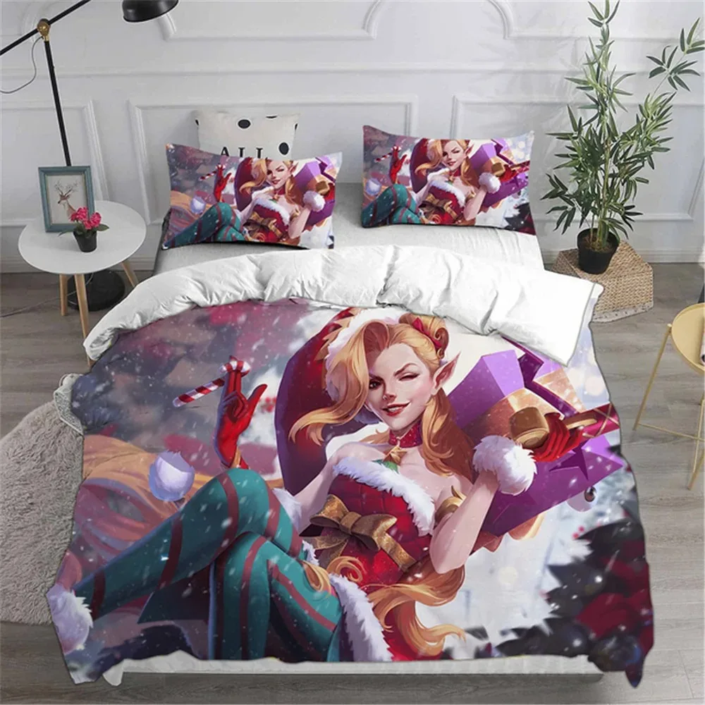 Anime LOL Jinx Arcane Bedding Set Quilt Cover Bed Cover with Pillowcase Twin Single Queen King Size Boys Adult Home Textile