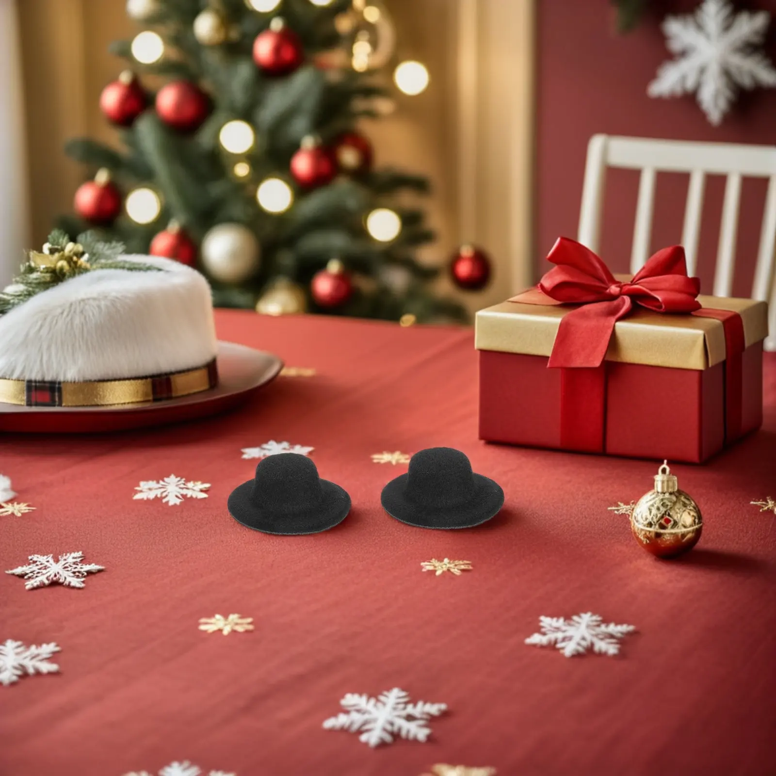 24Pcs Mini Felt Top Hats Black 4Cm Miniature Formal Small Fabric Ornaments Christmas Party Decoration Crafts Toy Headwear