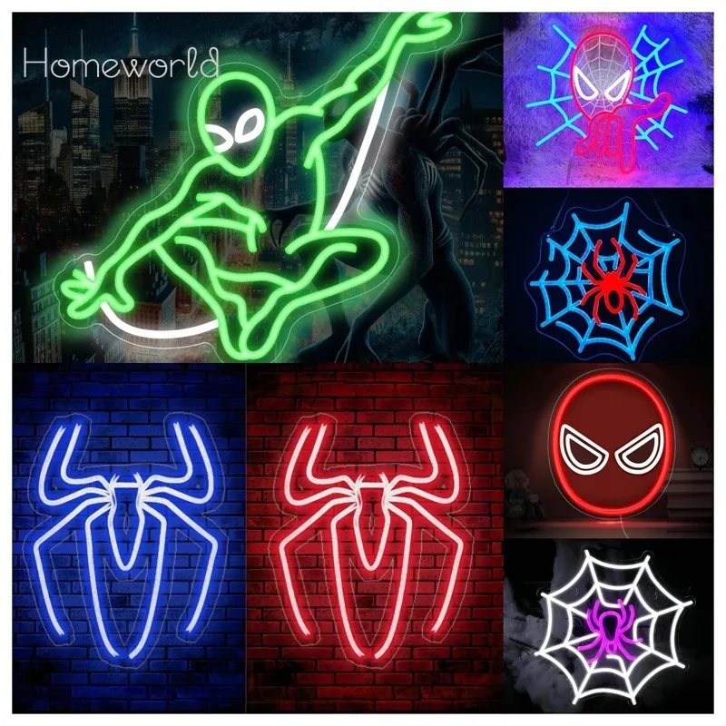 

Spider Neon Sign for Wall Decor LED Light Up Sign Spider Room Decor for Boys Bedroom Chirstmas Birthday Gifts for Kids