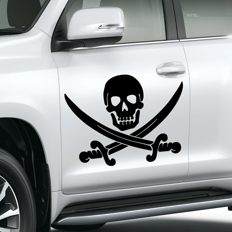 

Large size Car Sticker Skull and Double Swords Splicing Vinyl Waterproof Auto Decoration Sticker No fading