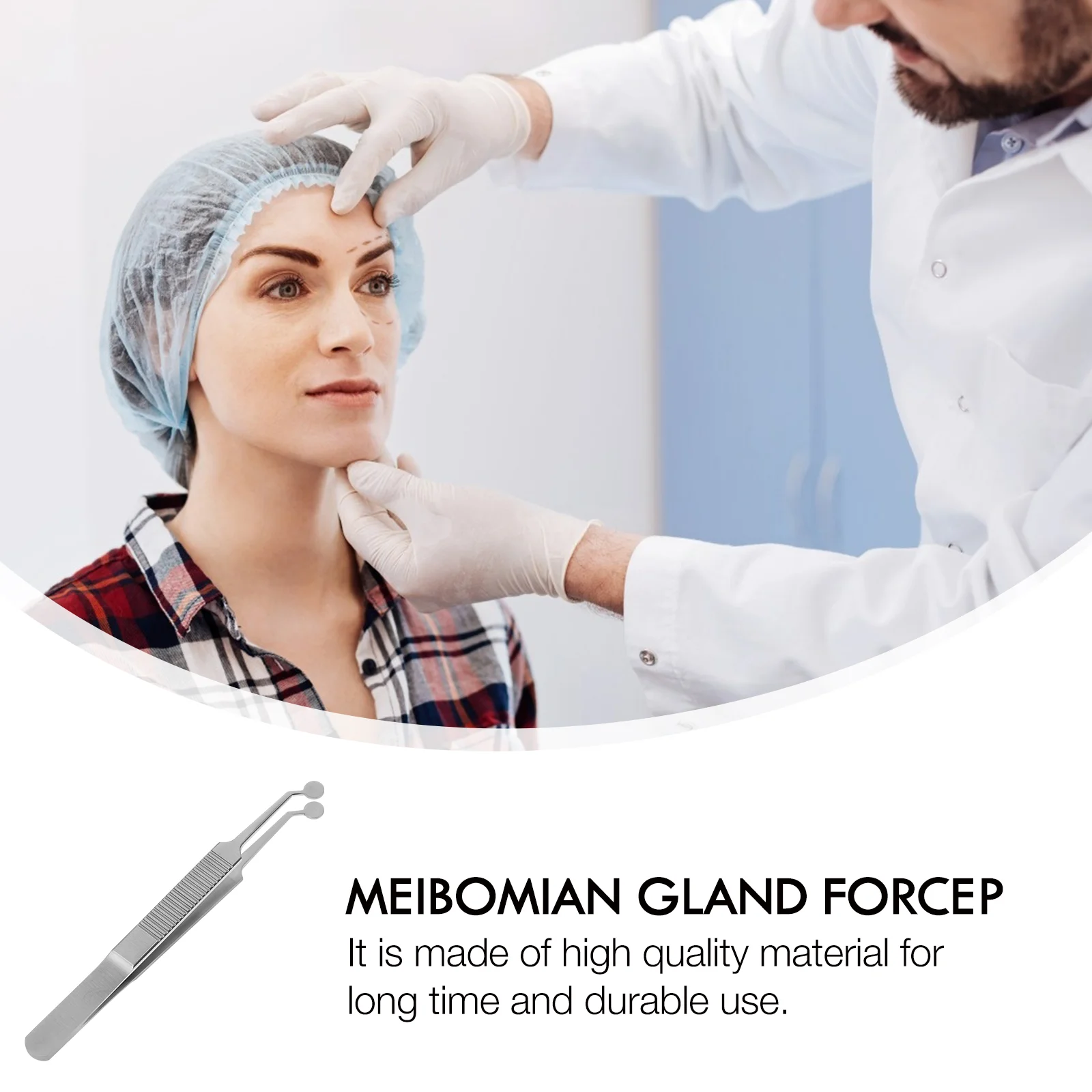 الفولاذ المقاوم للصدأ جولة رئيس Meibomian الغدة Forcep الجفن تدليك الملقط مقاومة للتآكل دائم سطح أملس قوي #3