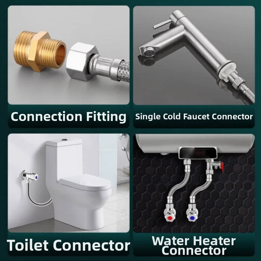 30cm 3/8 Inch Stainless Steel Hose For Kitchen & Bathroom Tap Extension Home Improvement Toilet Water Heater Inlet Hose