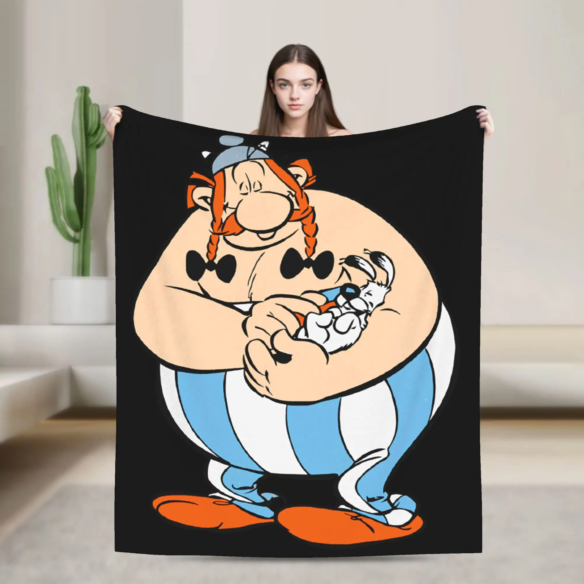 

O-belixs And Dogmatix A-sterixs Blanket Anime Cartoon Flannel Awesome Warm Throw Blanket for Bedding Lounge Spring Autumn