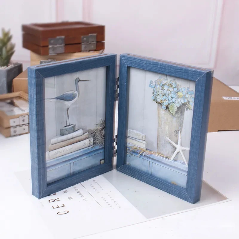 Creative Retro 270-degree Folding Double Sided Photo Frames 6 7 Inch Photo Frame Living Room Decoration Picture Frame Ornaments