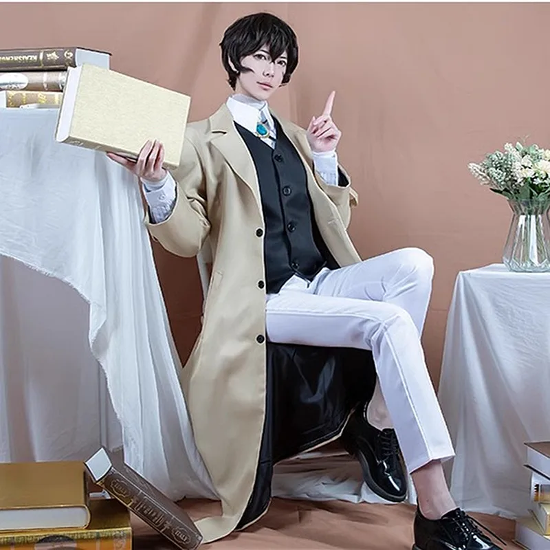 

Костюм для косплея Дазая: наряд детектива Дазая Осаму, включает плащ, верхнюю одежду, длинную куртку, парик Осамы, рождественский костюм.