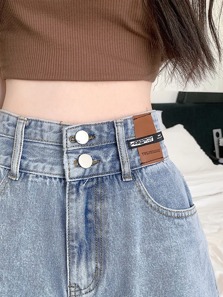 High Waist plus Size Denim Shorts Women's Student Style Slimming A-Line Hot Pants Trendy Summer Jeans High Waist Shorts