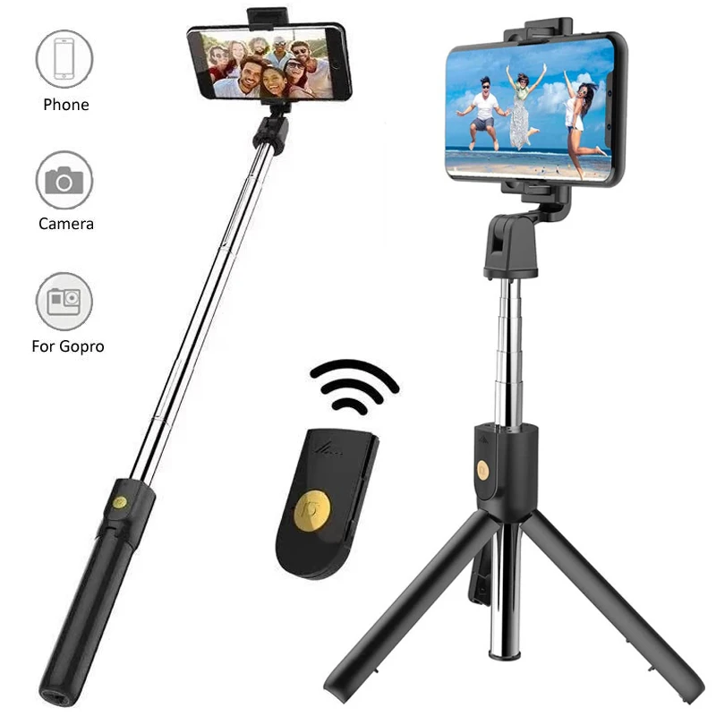 K07 Wireless Bluetooth Selfie Stick with Mini Tripod Foldable Phone Selfie Rod with Remote Control for Phone Action Camera Stand