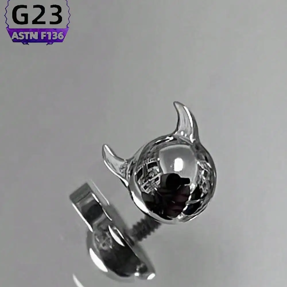 1pc F136 Titanium Little Devil Lip Nail Horn Ear Bone Halloween Festival Atmosphere Exquisite Suitable G23 Body Piercing Jewelry