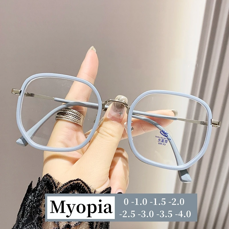 

Trendy Luxury Myopia Glasses Men Women New Style Minus Diopter Eyeglasses Vintage Round Near Sight Prescription Eyewear To -4.0