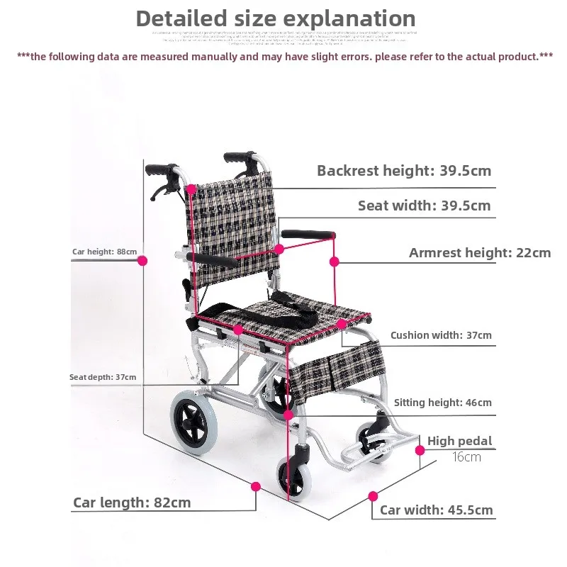 Portable Folding Wheelchair German Craftsmanship Aviation Aluminum Alloy Lightweight for Airplane Train