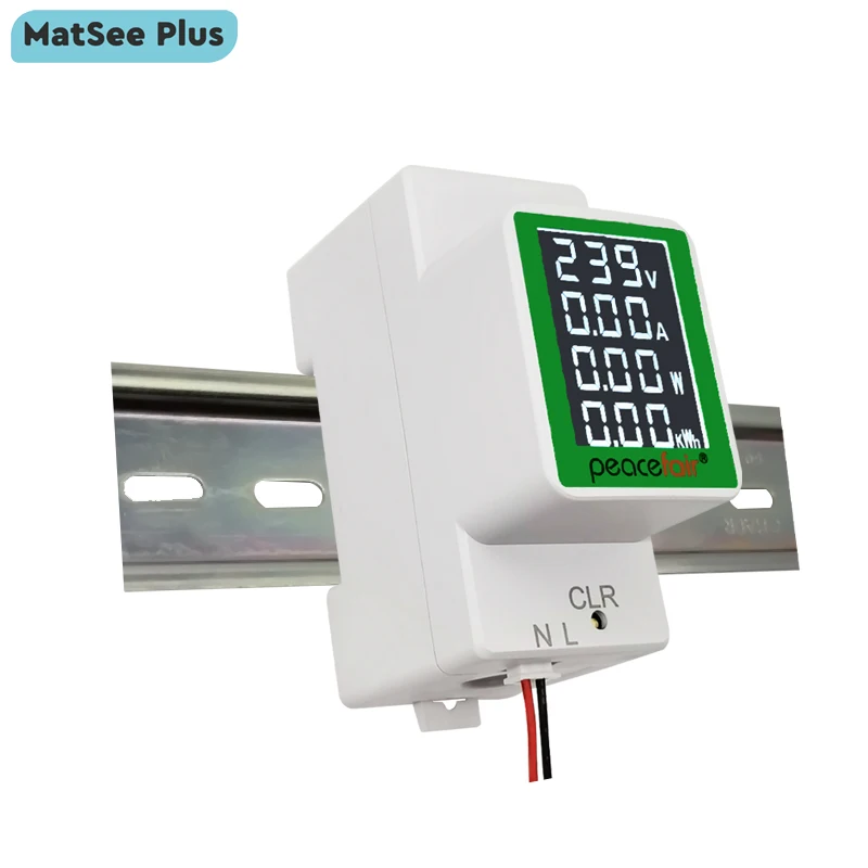 Electricity Energy Meter 100A with LCD Digital Din Rail Monitor Voltage Current Power Consumption KWh AC50-300V 50/60Hz No WiFi